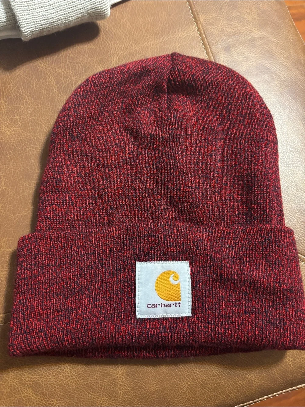 Carhartt Marled Red & Black Cuffed Knit Beanie